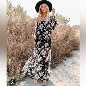 Vici floral smocked maxi dress